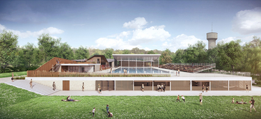 Piscine Pre Leroy : projet façade sud, équipe Brochet Lajus Pueyo