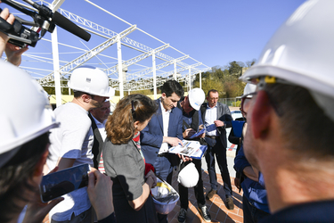 Visite de chantier de la piscine Pré Leroy