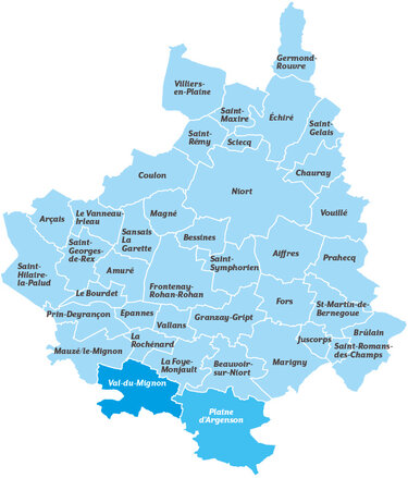 Carte des 40 communes de Niort Agglo