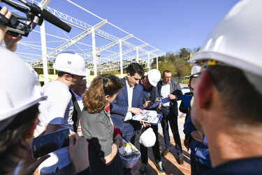 Visite de chantier de la piscine Pré Leroy