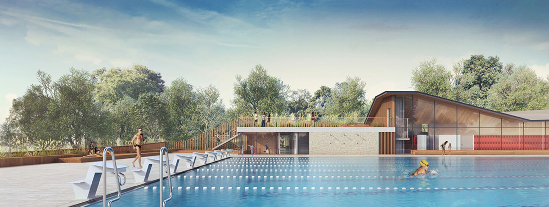 Piscine Pre Leroy : projet bassin extérieur, équipe Brochet Lajus Pueyo